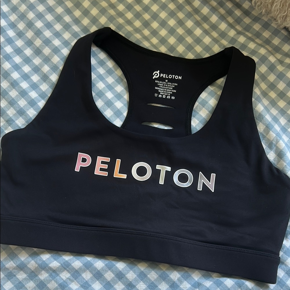 Peloton Black Racerback Sports Bra with Compression Fit